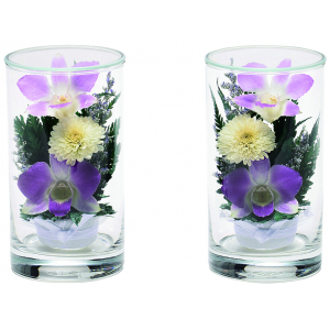 【花立・造花】ボトルフラワー仏花 1対 S 紫色