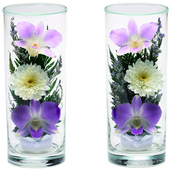 【花立・造花】ボトルフラワー仏花 1対 M 紫色