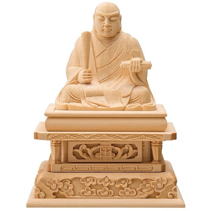 仏像】【ひのき製】日蓮聖人坐像1.8寸 | 放光｜モダン仏壇・位牌・仏具