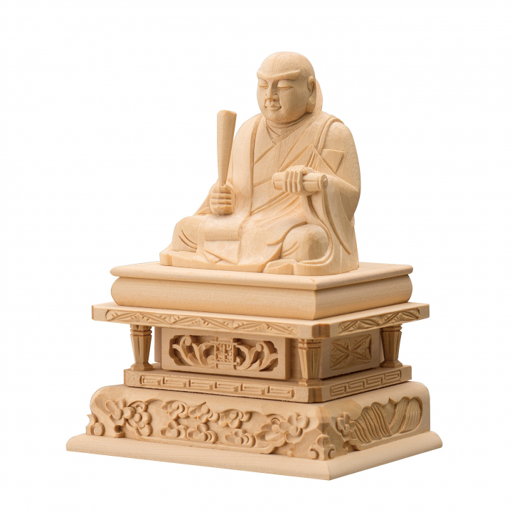 【仏像】【ひのき製】日蓮聖人坐像2.0寸