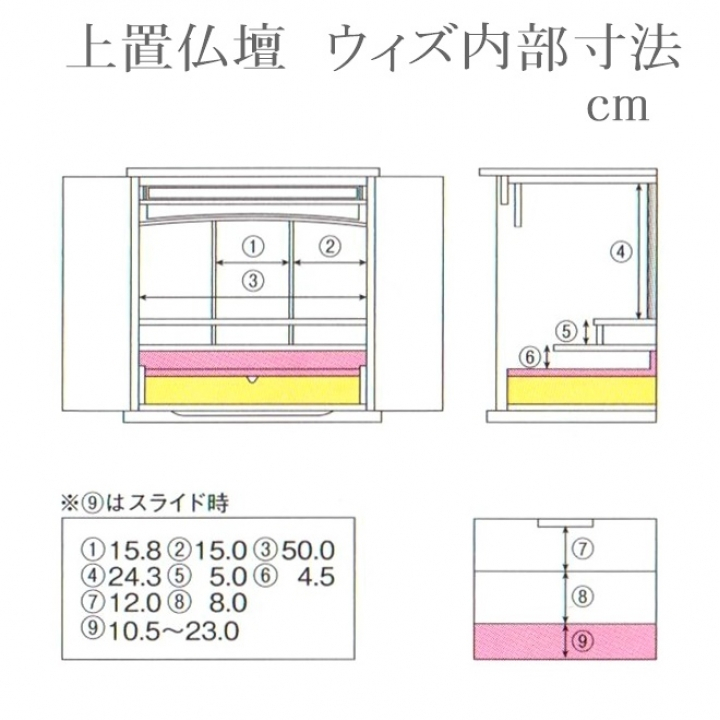 【上置仏壇】 ウィズ 黒檀：H55cm　W55cm　D36cm