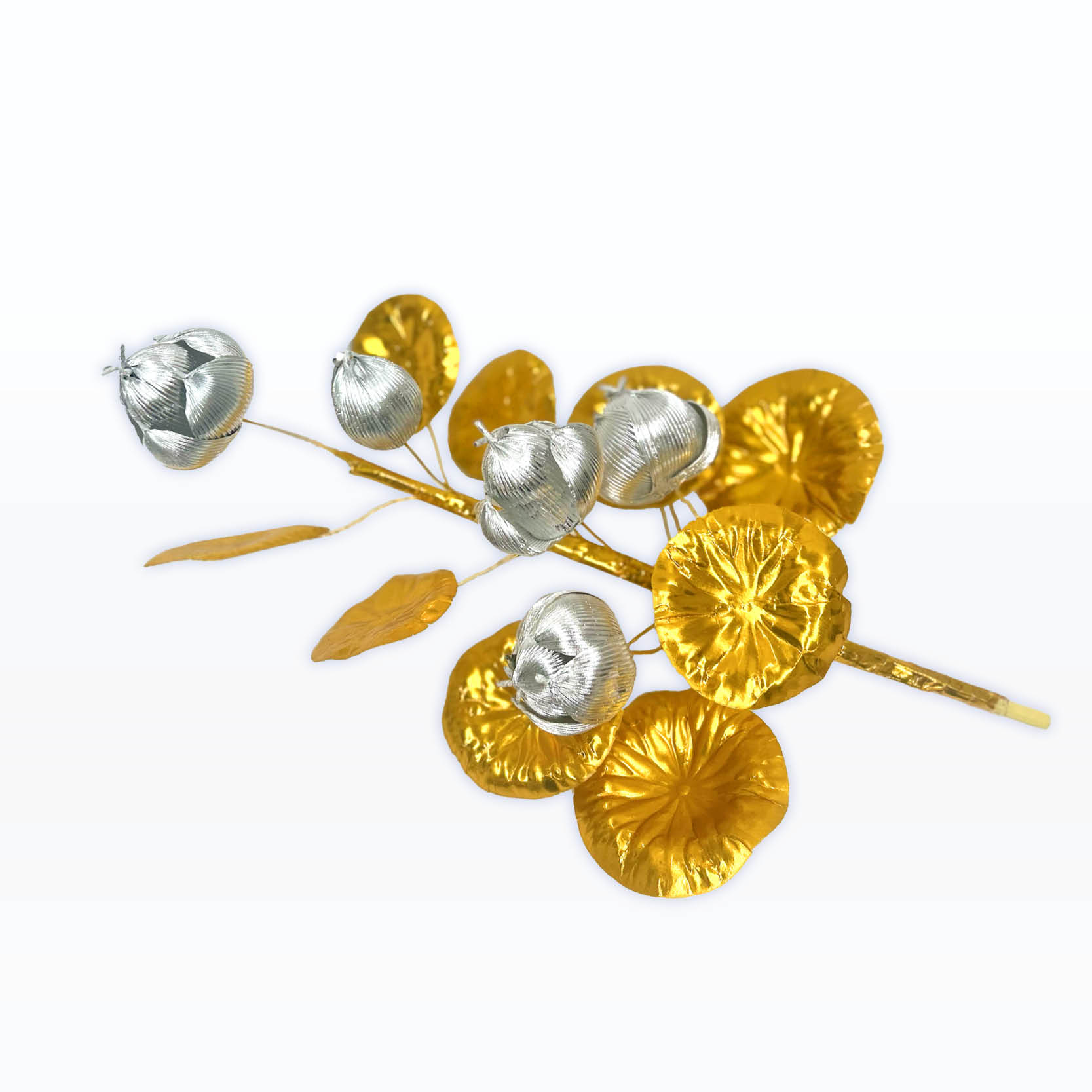 末広盆セット（金色・銀色） お供物】【お盆用】盆花 銀蓮5輪 〔91-650〕