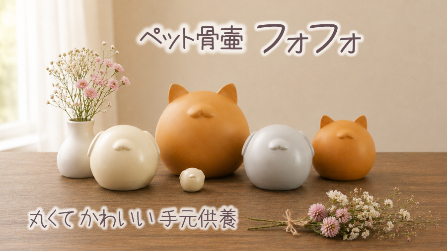 【ペット骨壷・メモリアルモニュメント】フォフォ 丸くてかわいい手元供養〔99-013〕