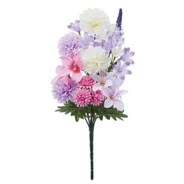 可憐な淡い紫とピンクのミックス仏花（枯れない）